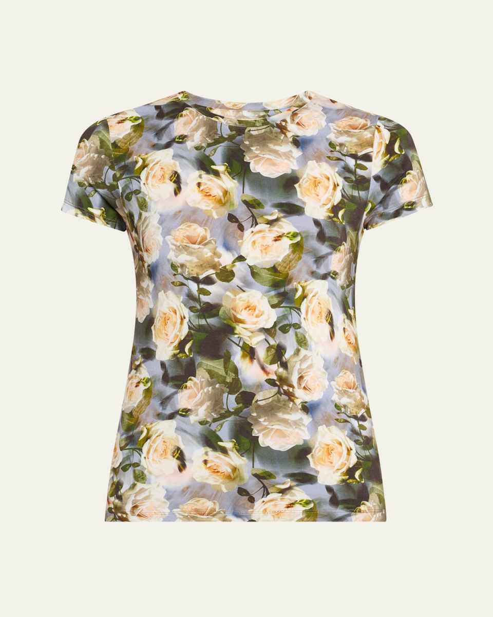 Ressi Short-Sleeve Distressed Floral Tee